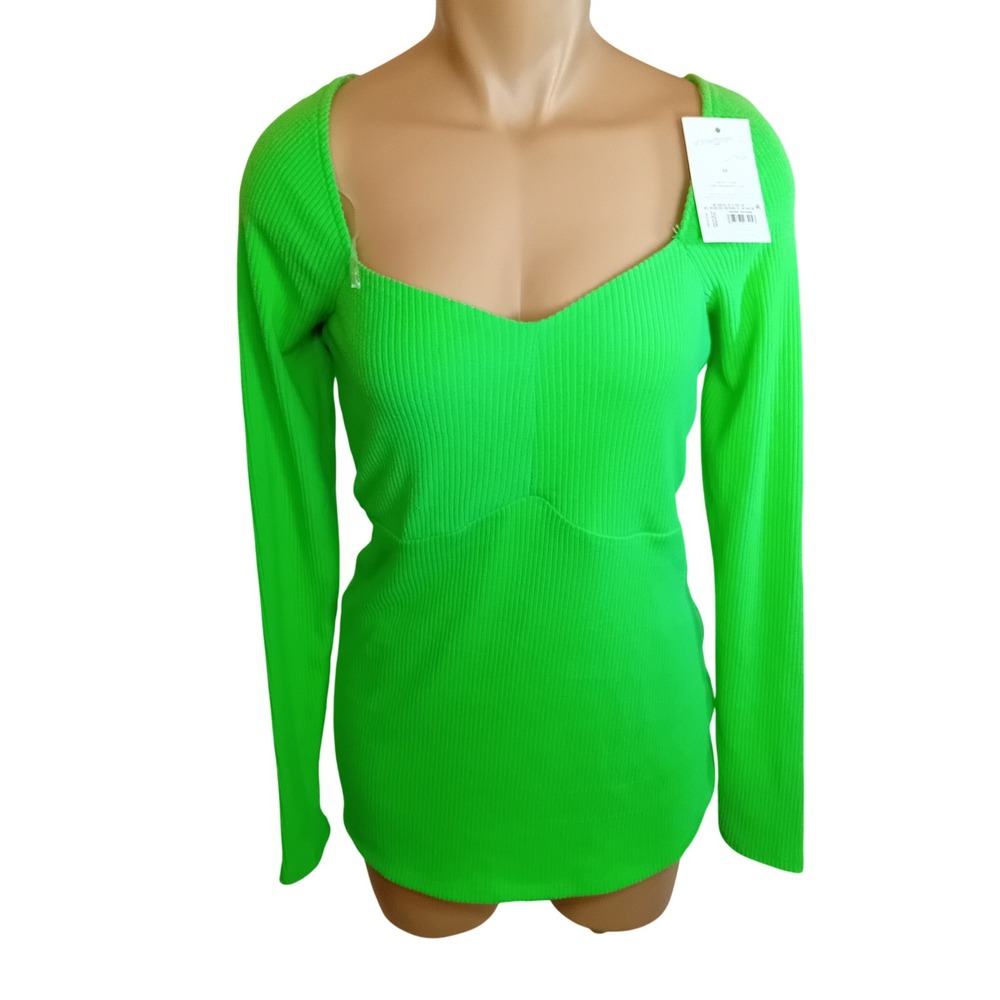 NWT Ingrid & Isabel Maternity Ribbed Sweetheart Off Shoulder Sweater Neon Cozy M